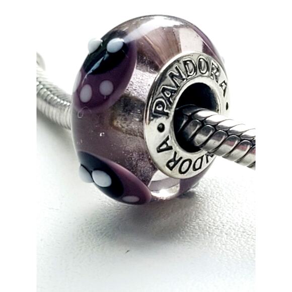 Pandora Purple Sterling 925 Murano Glass Bead Charm 790652 - Picture 4 of 5